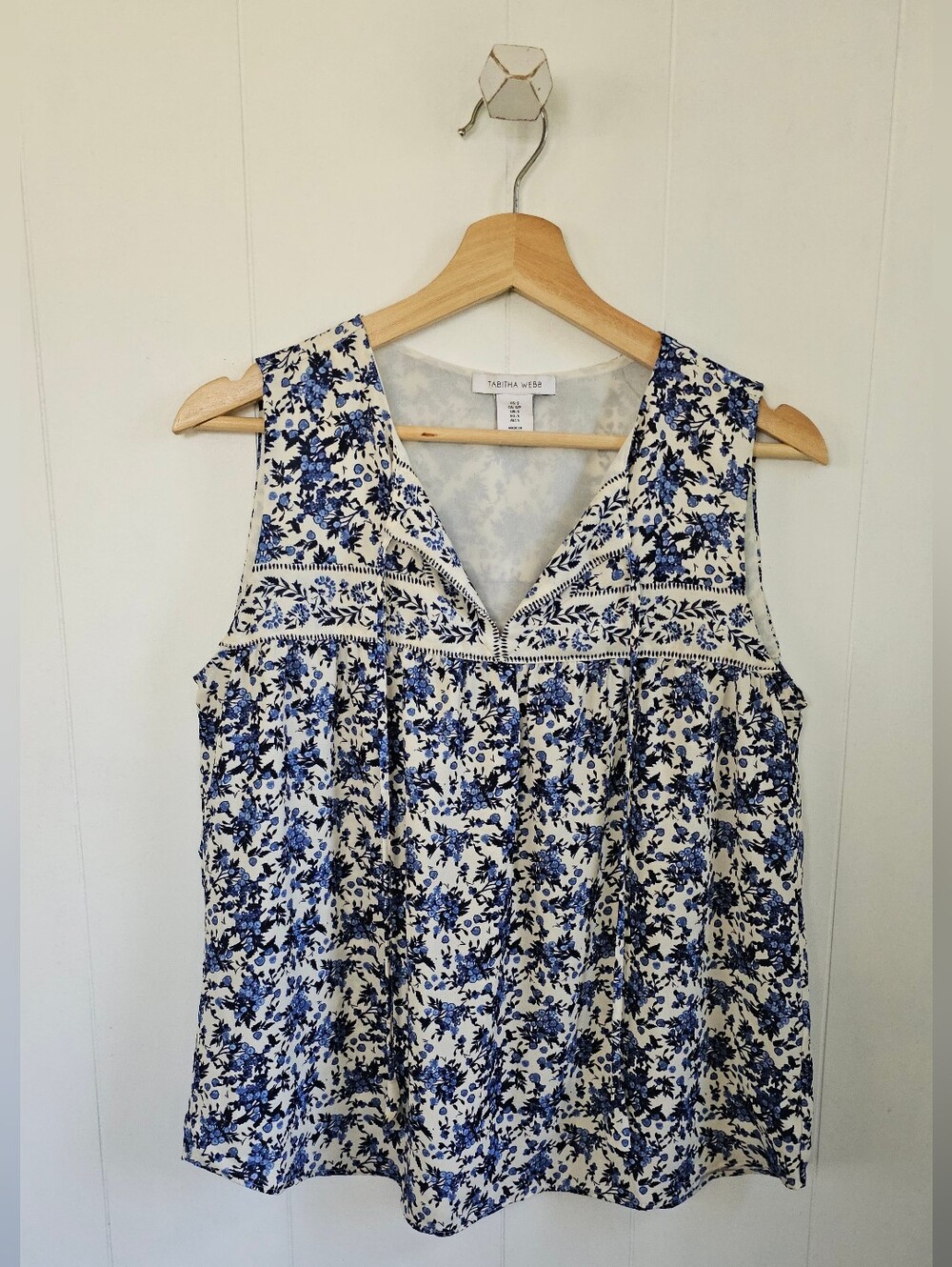 Tabitha Blue Floral Sleeveless V-Neck Top
